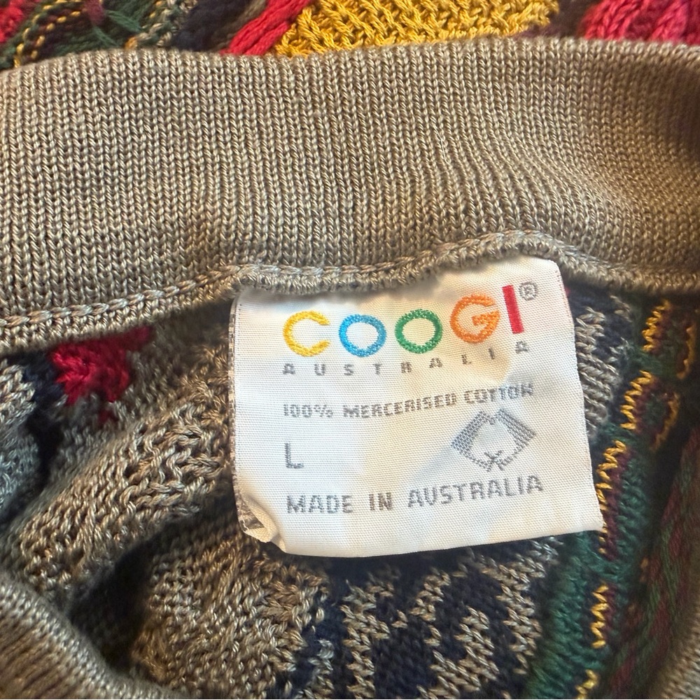 COOGI Multicolor Open-Knit Sweater with Red, Yellow, Green and Navy Accents